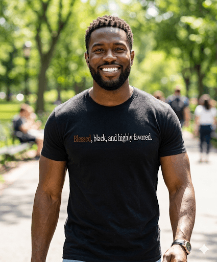 Blessed black — mindful t-shirt by Mindful Tee Shirts